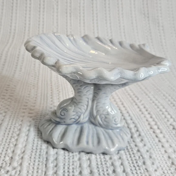 Soap Dish Koi Fish Blue White Vintage 1980's Signed - Picture 9 of 14